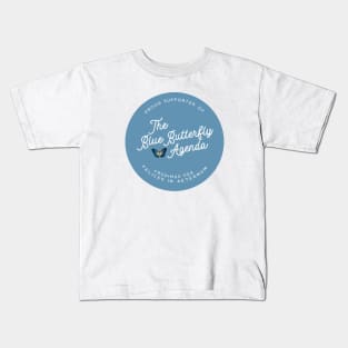 Blue Butterfly Agenda (White Letters) Kids T-Shirt